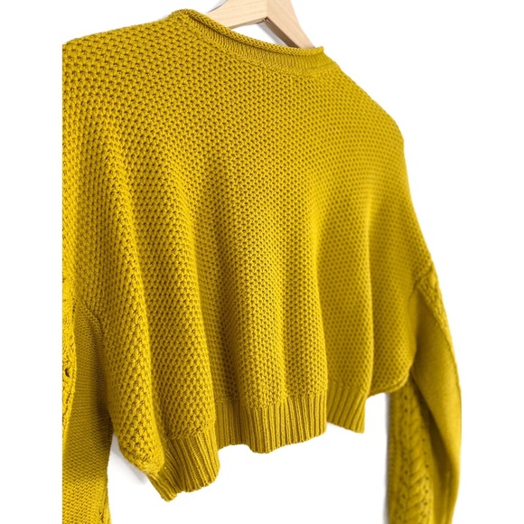 BDG Urban Outfitters Oversized Chunky Knit Cropped Sweater, Chartreuse Green -XS - Picture 8 of 10